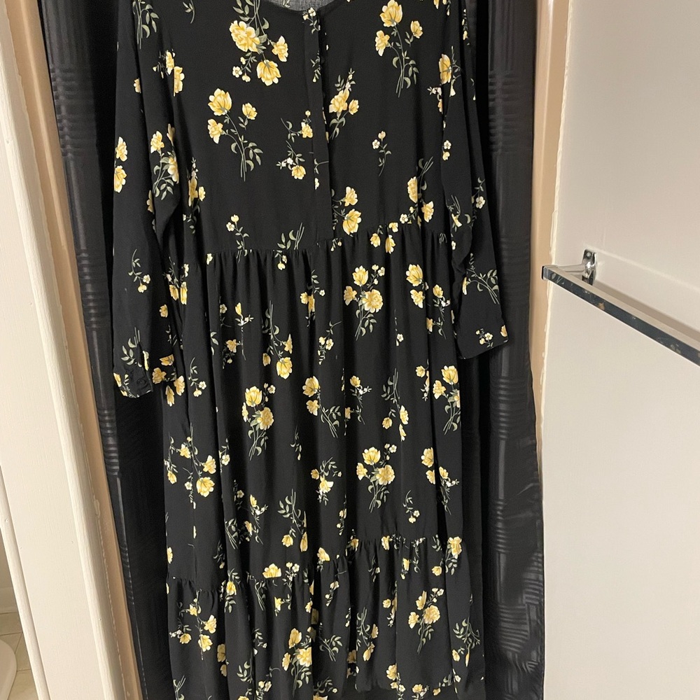 Old Navy Black and Yellow Floral Dress